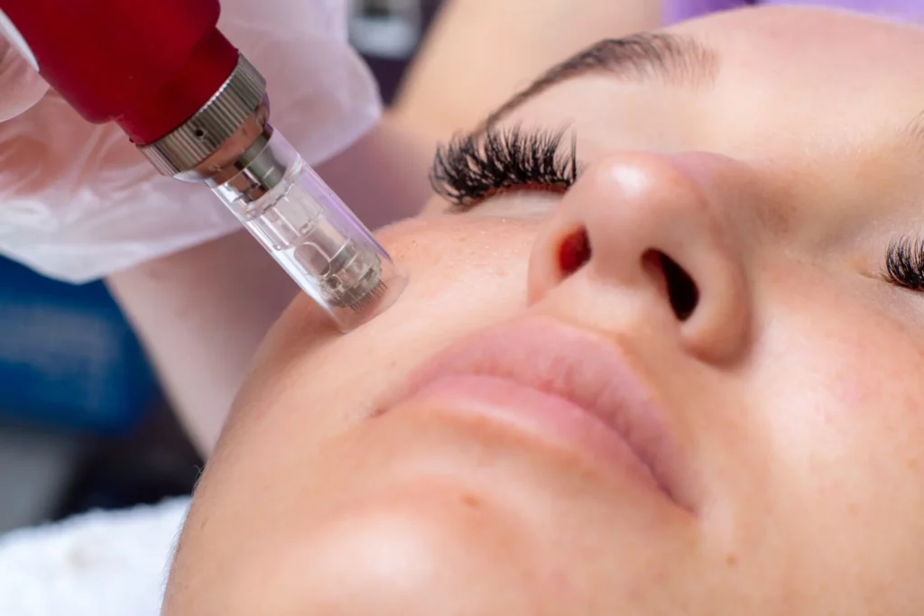 Facial microneedling procedure