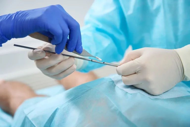 Medical provider preparing for a hormone pellet procedure