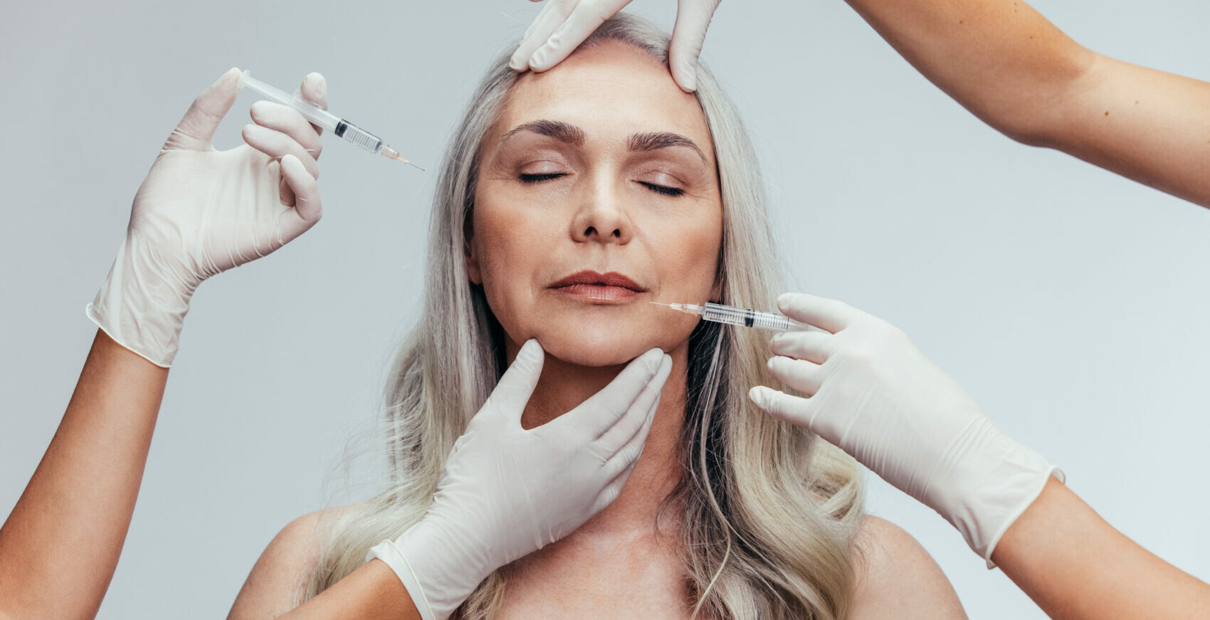 Anti wrinkles aesthetic treatment on face