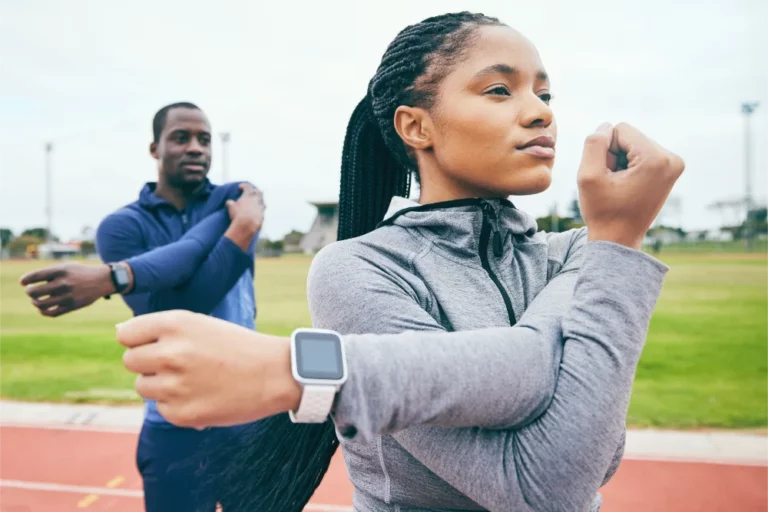 fitness-black-couple-and-stretching-arms-for-exer-2025-04-06-12-01-14-utc