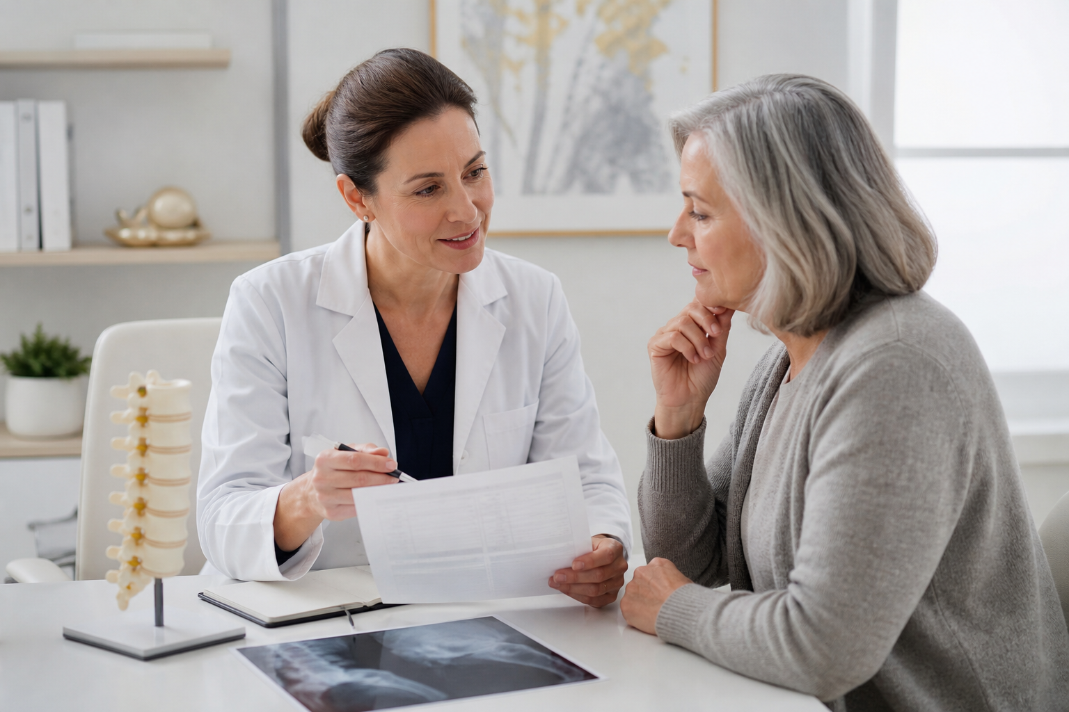 Medical provider discussing bone health with a patient