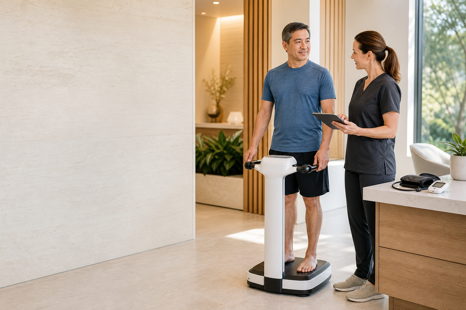 Patient receiving individualized weight-management guidance